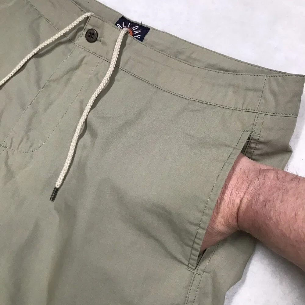 FAHERTY All Day Shorts Men 36 Olive Green Drawstring Golf Beach